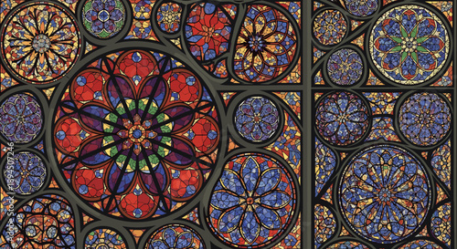A stunning stained glass window evokes spirituality and wonder, perfect for cultural and religious content.