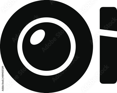 Minimalist closed circular makeup powder compact icon and simple applicator sponge silhouette vector graphic design symbol element
