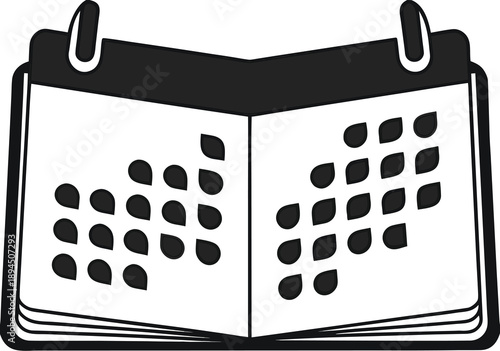 Open book calendar with date markers representing scheduling time management and planning academic goals vector illustration