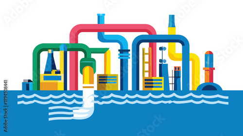 Industrial Wastewater Treatment Plant Illustration