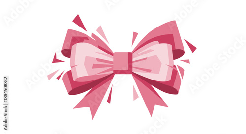 Pink decorative bow applique with layered design isolated on white background