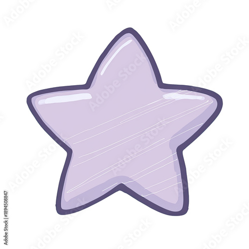 Cartoon illustration featuring a five-pointed star with glossy finish and a dark border