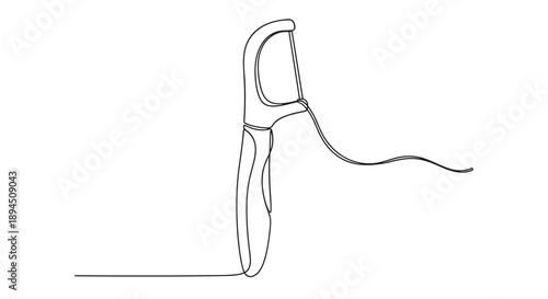 Minimalist line drawing of a tooth flosser, elegantly isolated on a clean white background, showcasing its sleek design and functionality