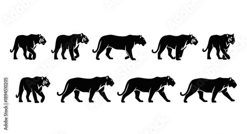 Collection of Black Panther Silhouettes in Various Poses.