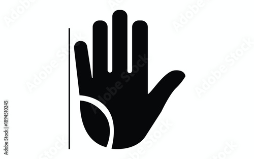Hand open palm facing forward gesture communication symbol measuring with ruler