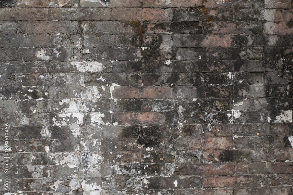 Fototapeta premium Old Brick Wall with Weathered Texture and Patina