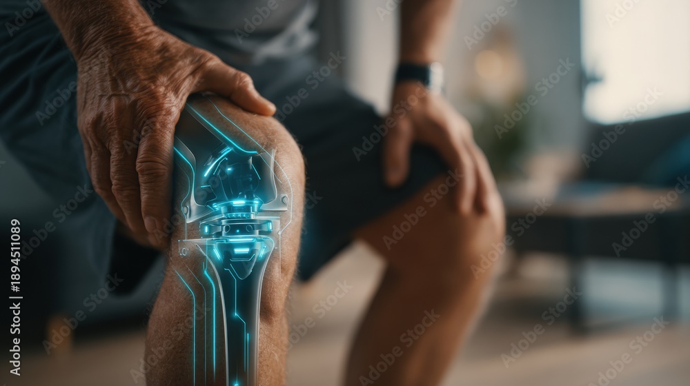 © Anat art - Bionic Joint Support on an Older Persons Knee Highlighting Advanced Orthopedic Technology for Joint Health and Arthritis Relief © Anat art - Bionic Joint Support on an Older Persons Knee Highlighting Advanced Orthopedic Technology for Joint Health and Arthritis Relief