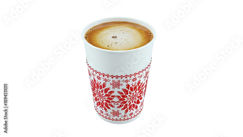 Coffee cup with festive snowflake sleeve