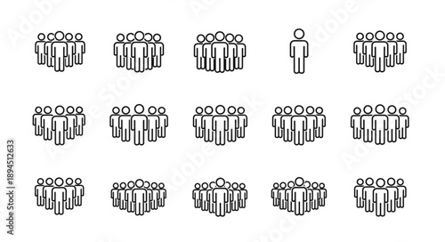 Collection of stylized human figures representing a crowd or group.