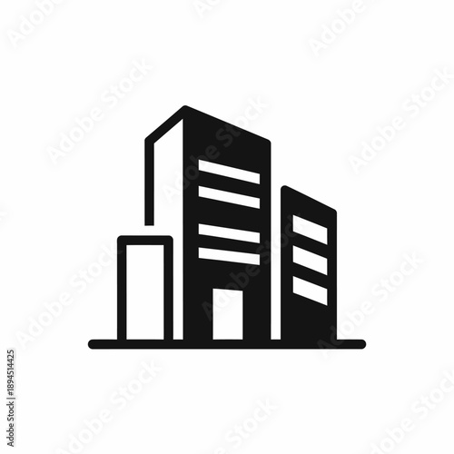Simple Black Building Icon Illustration Design.