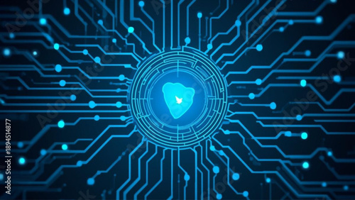 Digital shield protection on circuit board background