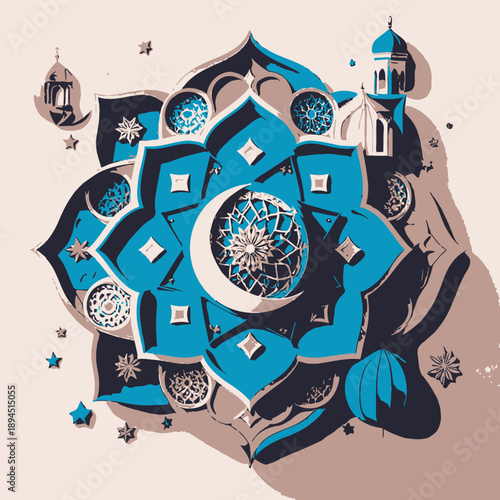 Mosque Ramadan vibes illustration