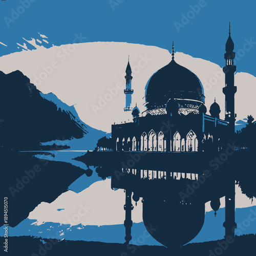 Mosque Ramadan vibes illustration