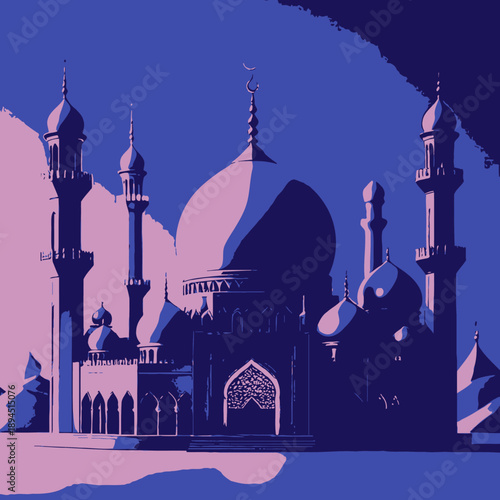 Mosque Ramadan vibes illustration