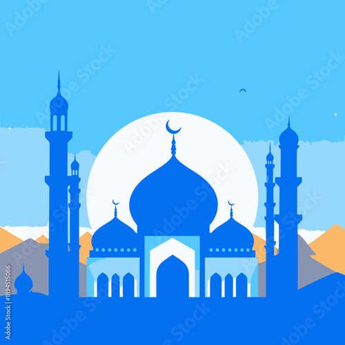 Mosque Ramadan vibes illustration