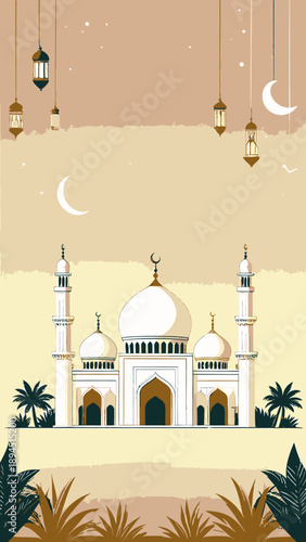 Mosque Ramadan vibes illustration