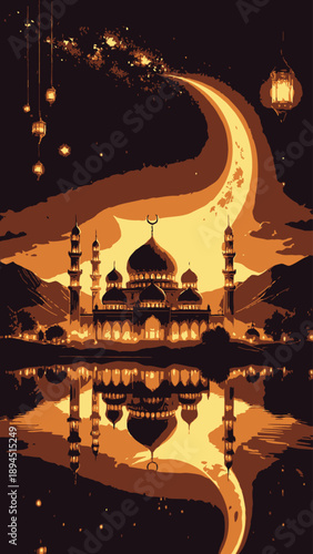 Mosque Ramadan vibes illustration
