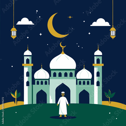Mosque Ramadan vibes illustration