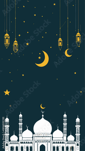Mosque Ramadan vibes illustration