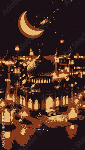 Mosque Ramadan vibes illustration