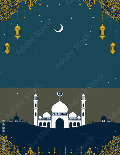 Mosque Ramadan vibes illustration