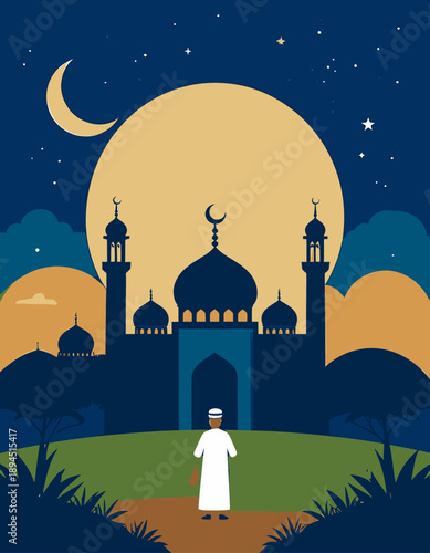 Mosque Ramadan vibes illustration