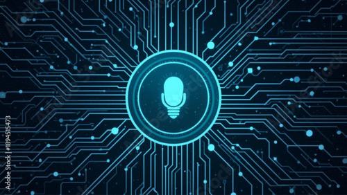 Innovative technology concept with glowing lightbulb and circuit board