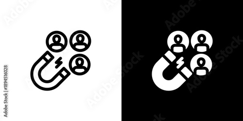 User Engagement icon concept with flat Black White Background. Vector illustration.