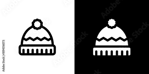 Hat icon concept with flat Black White Background. Vector illustration.