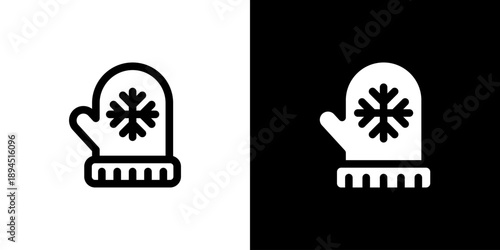 Glove icon concept with flat Black White Background. Vector illustration.