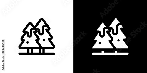 Trees icon concept with flat Black White Background. Vector illustration.