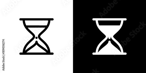 Hourglass icon concept with flat Black White Background. Vector illustration.