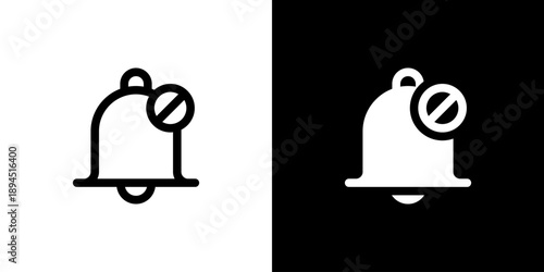 Disable Alarm icon concept with flat Black White Background. Vector illustration.