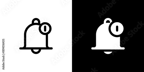 Notification icon concept with flat Black White Background. Vector illustration.