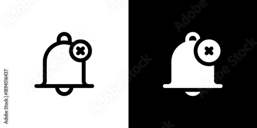 Cancel Bell icon concept with flat Black White Background. Vector illustration.