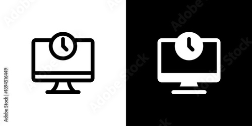 Desktop icon concept with flat Black White Background. Vector illustration.