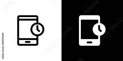 Screen Time icon concept with flat Black White Background. Vector illustration.