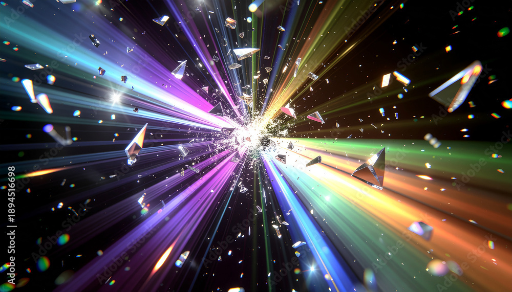 Fototapeta premium Prismatic Glass Explosion in Cyberspace