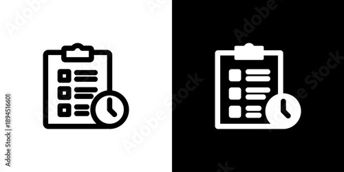Planning icon concept with flat Black White Background. Vector illustration.