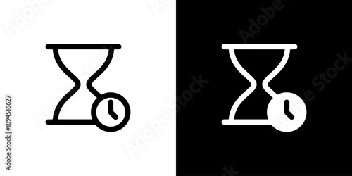 Waiting icon concept with flat Black White Background. Vector illustration.