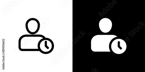 User icon concept with flat Black White Background. Vector illustration.