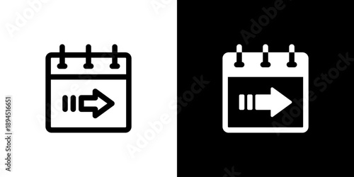Tomorrow icon concept with flat Black White Background. Vector illustration.