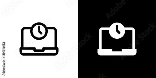 Laptop icon concept with flat Black White Background. Vector illustration.