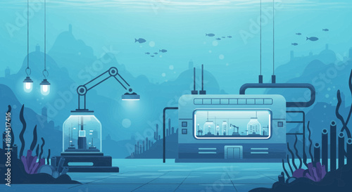 Underwater research facility exploring the depths of the ocean with advanced technology.