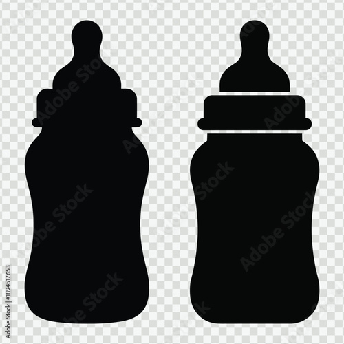 Baby Feeding Bottles Silhouette Vector Illustration