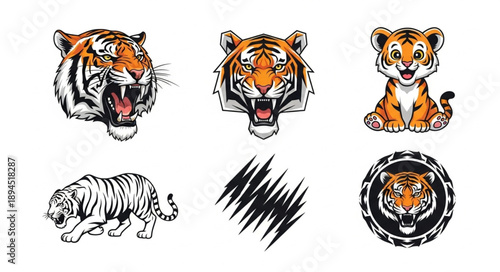 Collection of Tiger Illustrations and Graphics.