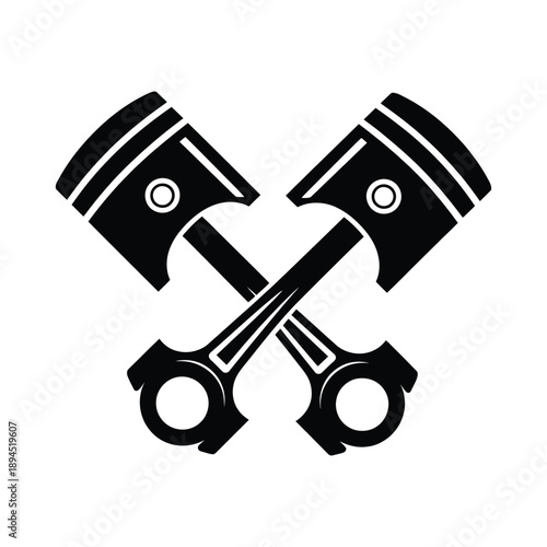 Crossed Engine Pistons Silhouette Mechanical Icon