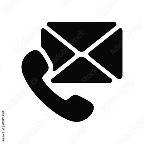 Phone Handset with Envelope Icon for Contact and Communication Concept