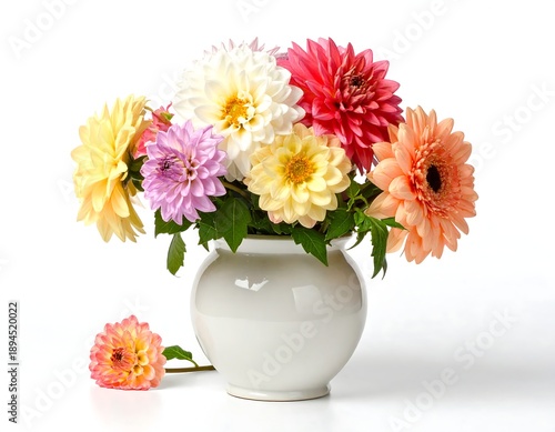 Wallpaper Mural A colorful bouquet of flowers in a white vase on a white background Torontodigital.ca