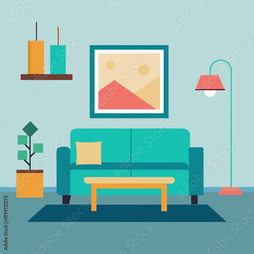 living room interior with sofa